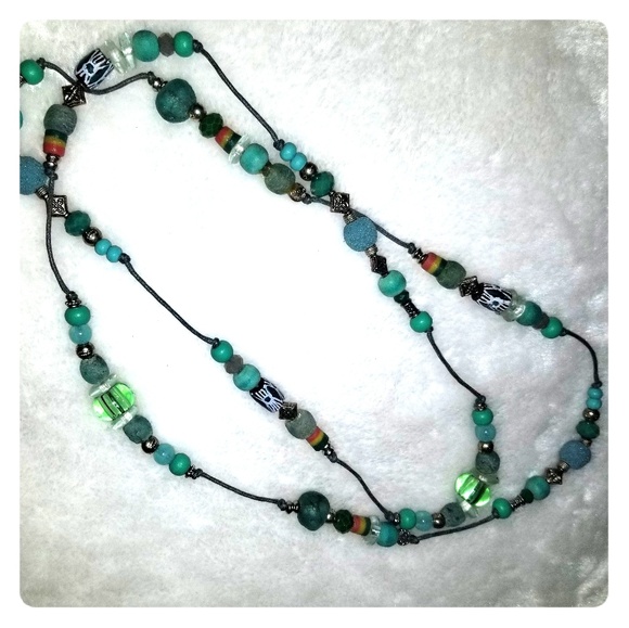 Gorgeouse Handmade Turquoise Bead Necklace long - Picture 1 of 6